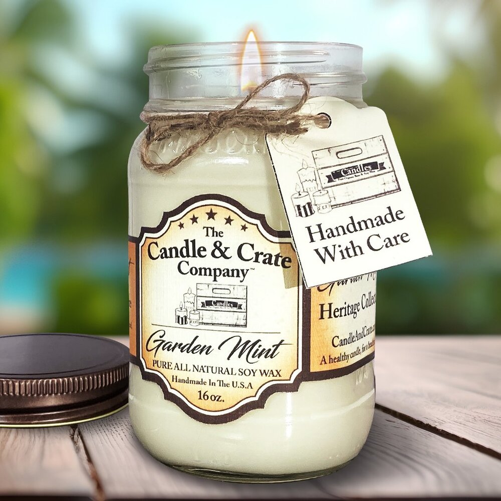 Garden Mint Soy Candle, Soy Wax Candle, Aromatherapy Candle , Natural Ca…